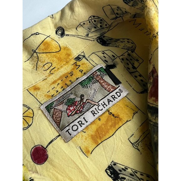 Tori Richard Men Hawaiian Lounge Shirt Crinkle Texture Cocktail Rayon Large L - Picture 3 of 9